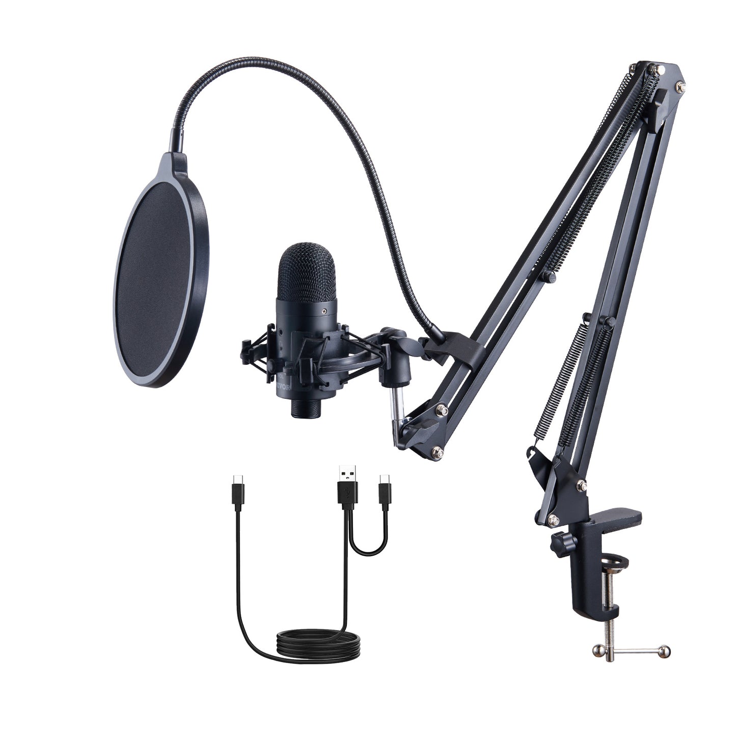 VEVOR USB Microphone, 192kHz 24-bit, Professional Condenser Microphone Kit,